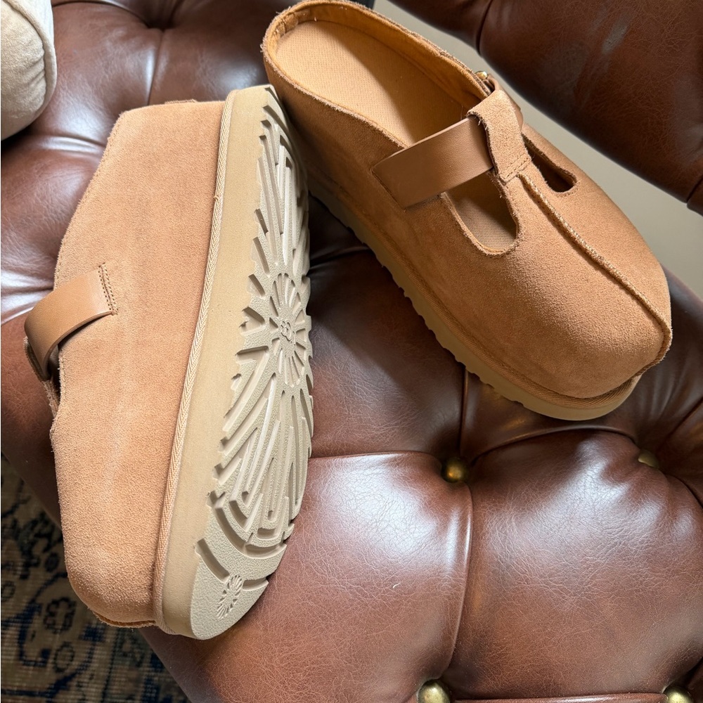 UGG Tan Suede Women's Platform Shoes - Picture 2 of 5